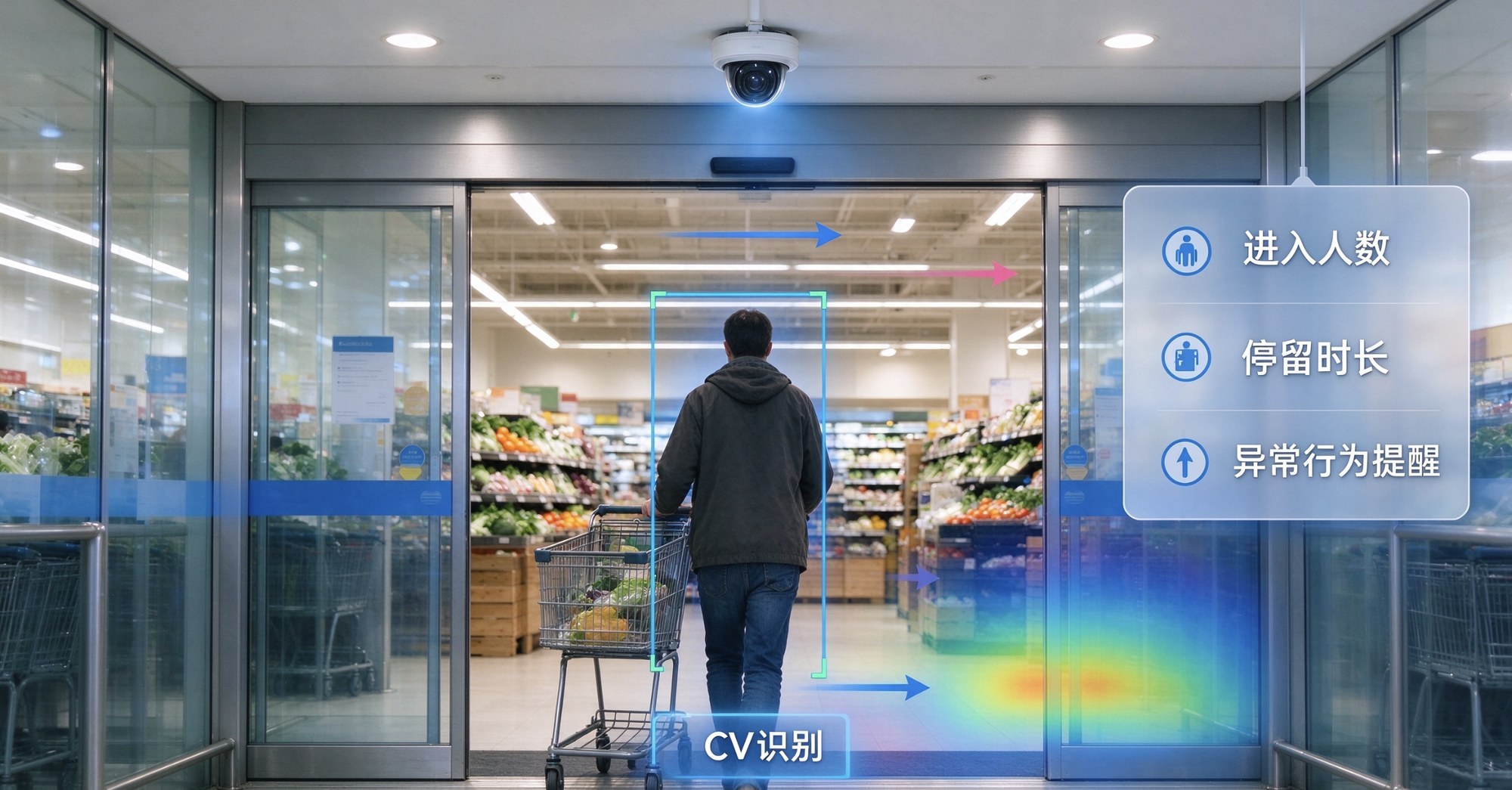 MartFlow 现场 CV 识别：进入人数、停留时长、异常行为提醒